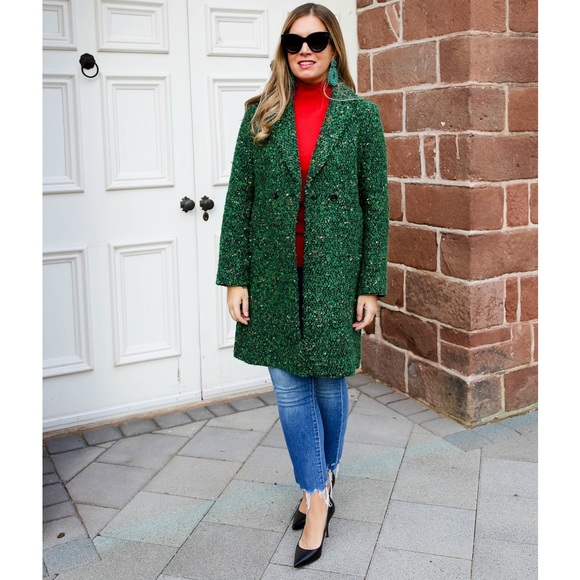 J. Crew Jackets & Coats J Crew Green Italian Tweed Daphne Topcoat 8